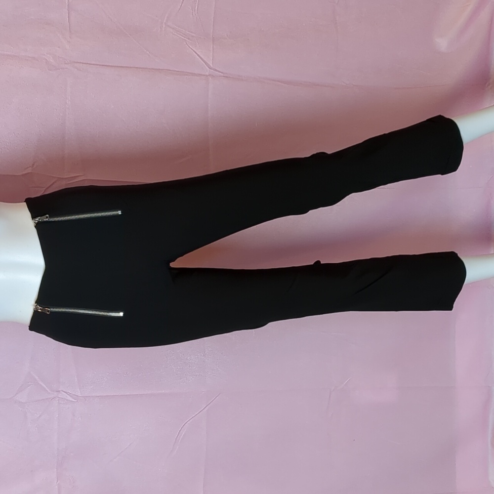 Calzedonia Black Exposed Zippers Trousers size Small